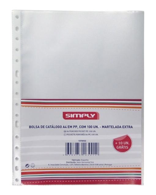 Bolsa de catálogo A4 martelada 80 mic (100 unidades + 10 bónus) SIMPLY
