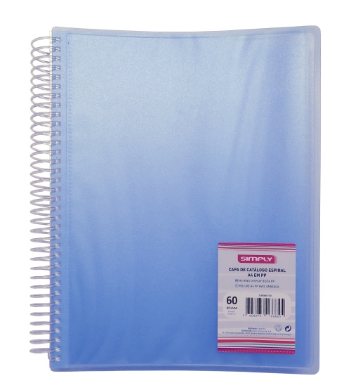 Portefólio SIMPLY A4 Espiral 60 Bolsas Azul