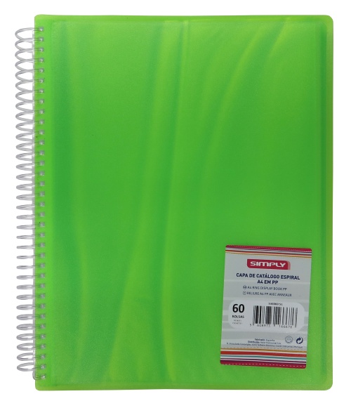 Portefólio SIMPLY A4 Espiral 60 Bolsas Verde Alface