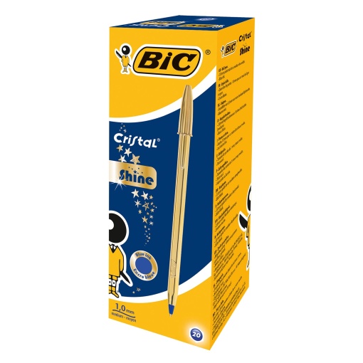 Esferográfica BIC Cristal Shine Celebrate 1mm Azul Dourada