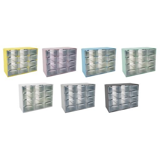 Estante multiusos KOZZI com 12 gavetas 24x11,5x18cm cores sortidas