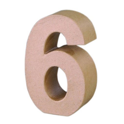 Número papel maché EF 6 17cm