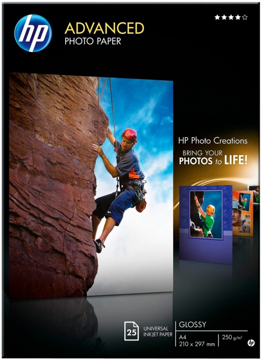 Papel Fotográfico A4 250g HP Glossy com 25 folhas
