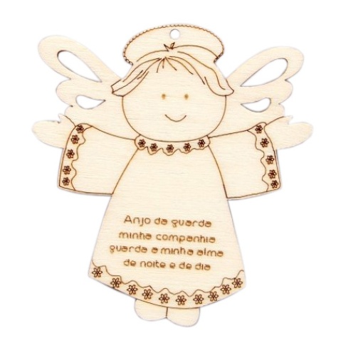 Aplicação de Madeira Anjo da Guarda com dizeres 5,6x6x0,3cm