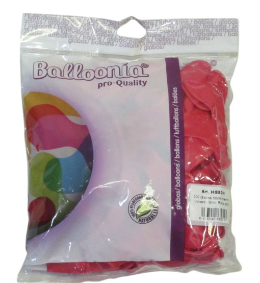 Balão de látex coração 16cm 5ö vermelho (100 unidades) BALLOONIA
