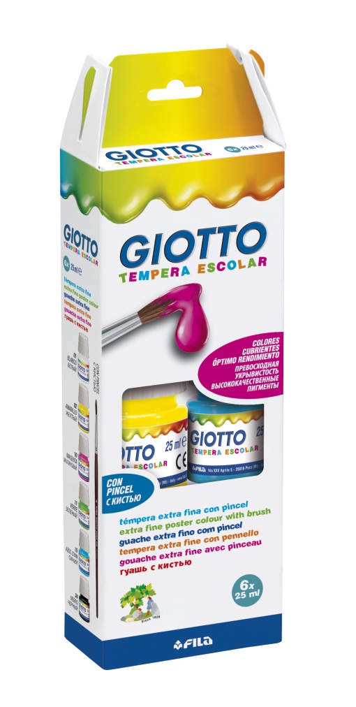 Guache GIOTTO com 6 unidades 25ml + pincel