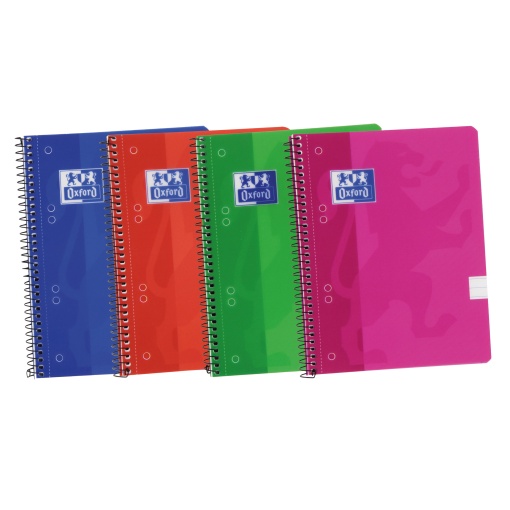 Caderno A5 Capa Plástica Espiral OXFORD Espiraflex Pautado 50 folhas 90g Sortido