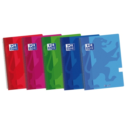 Caderno A4 Capa Plástica Espiral OXFORD Espiraflex Pautado 50 folhas 90g Cores Vivas Sortido