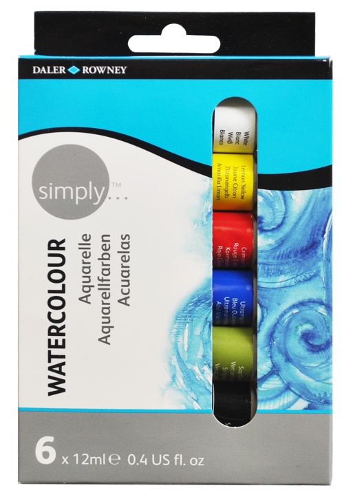 Aguarela em tubo DALER-ROWNEY SIMPLY com 6 cores 12 ml