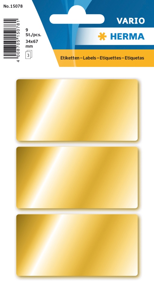 Etiquetas Adesivas 34x67mm Dourado 7 folhas 21 unidades HERMA