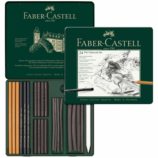 Conjunto de desenho FABER-CASTELL Pitt Charcoal - 24 peças