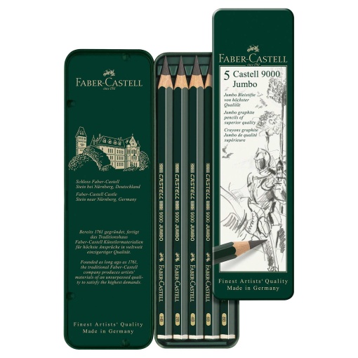 Lápis de Carvão FABER-CASTELL 9000 Jumbo (5 unidades) Hb/2b/4b/6b/8b