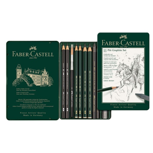 Conjunto de desenho FABER-CASTELL Pitt Graphite - 11 peças