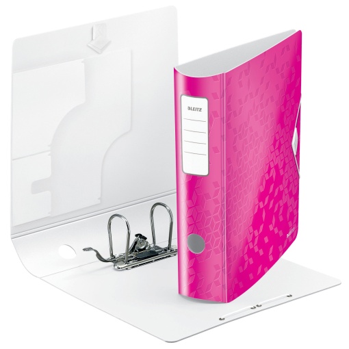 Pasta de Arquivo LEITZ WOW A4 Comercial lombada de 80mm 2 Argolas Rosa