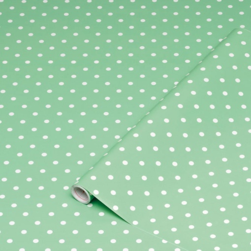 Película Adesiva D-C-FIX 45cmx2m Verde com Bolinhas Brancas 346-0648