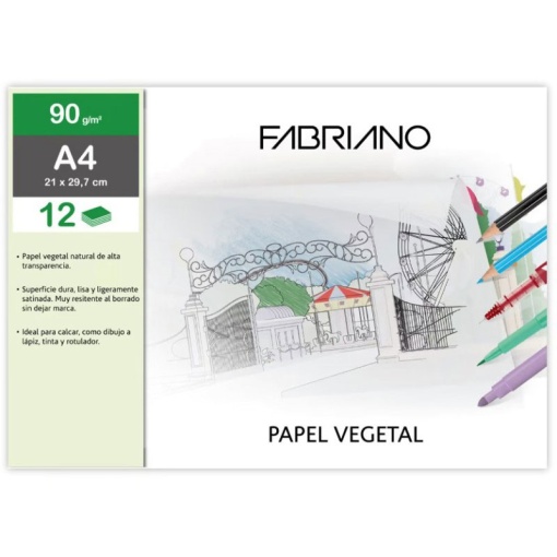 Bloco de Papel Vegetal A4 90g 12 folhas FABRIANO
