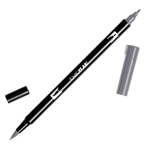 Brush Pen Aguarelável TOMBOW com 2 Pontas ABT-N55 Cinza Claro 7