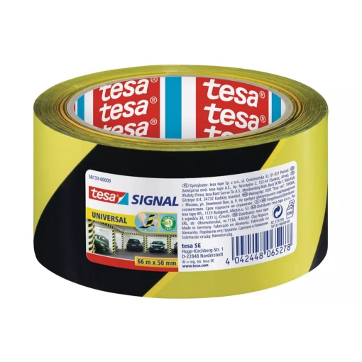 Fita de Sinalização Adesiva 66mx50mm PP Amarelo/preto TESA 58133