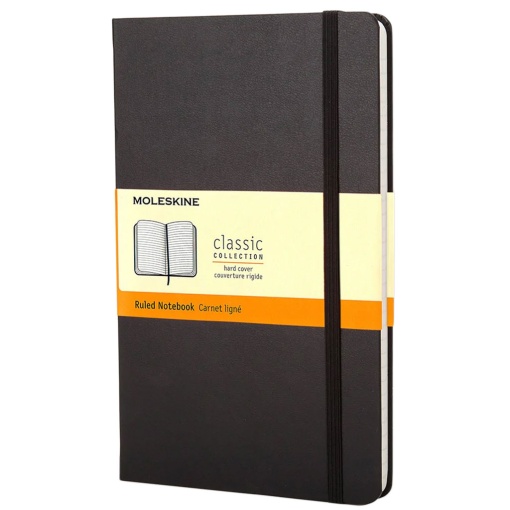 Caderno A6 Pautado Capa Dura MOLESKINE Classic Preto com Elástico
