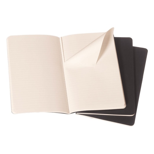 Caderno A5 pautado MOLESKINE preto - 3 unidades