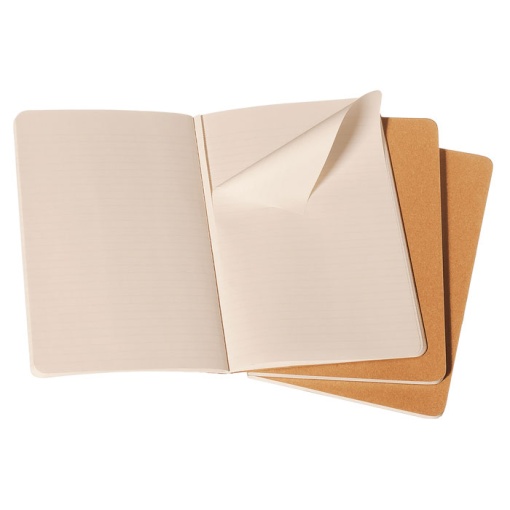 Caderno A5 pautado MOLESKINE kraft - 3 unidades