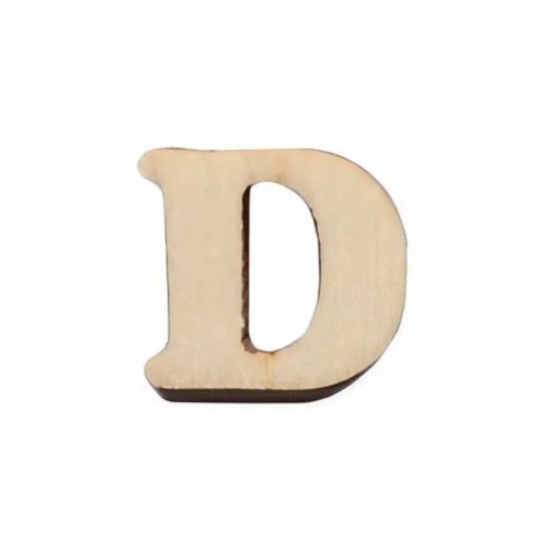 Letra de Madeira D 1,7cm com 3 unidades