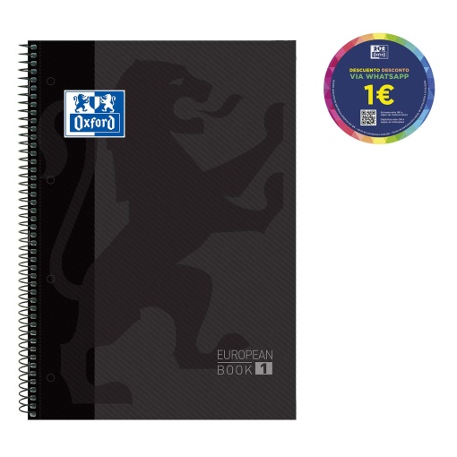 Caderno A4 Capa Dura Espiral OXFORD Classic Pautado 80 folhas 90g Preto