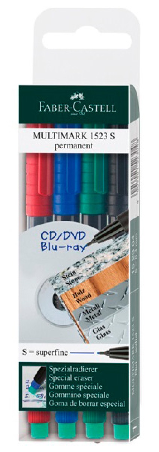 Marcador universal permanente FABER-CASTELL Multimark 1523 SF 0,4mm 4 cores