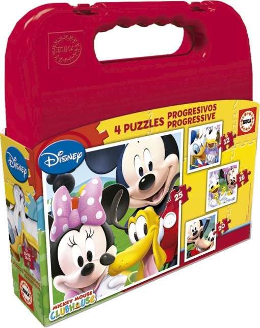 Maleta Puzzle EDUCA 12-16-20-25 Peças Progressivo DISNEY Mickey Mouse