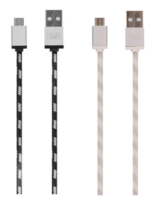 Cabo Micro USB TNB 2m 2,4 A Alta Velocidade de Carregamento Sortido