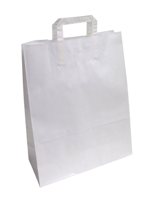 Saco de Papel Asa Plana 30 Kraft Branco 32x13x41cm