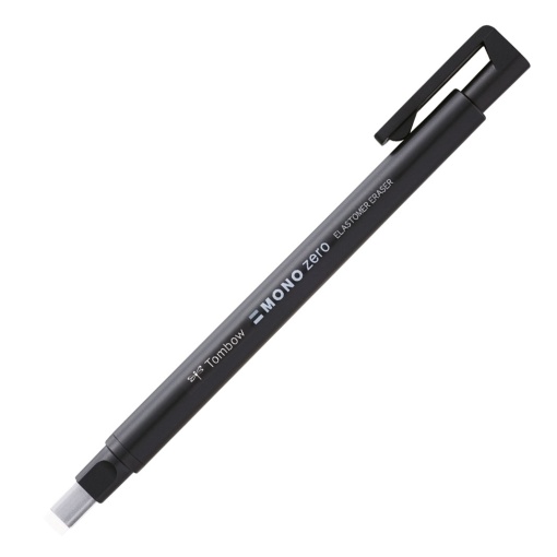 Borracha Tipo Caneta TOMBOW Mono Zero Ponta Retangular 2,5x5mm Corpo Preto