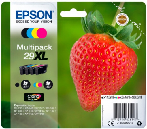 Tinteiro EPSON 29 Pack 4 Cores T29964010 XP235/XP330/XP435 29XL