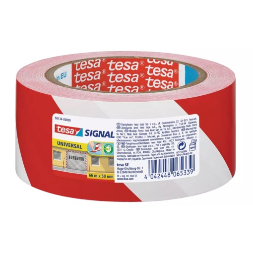 Fita de Sinalização Adesiva 66mx50mm PP Vermelho/branco TESA 58134