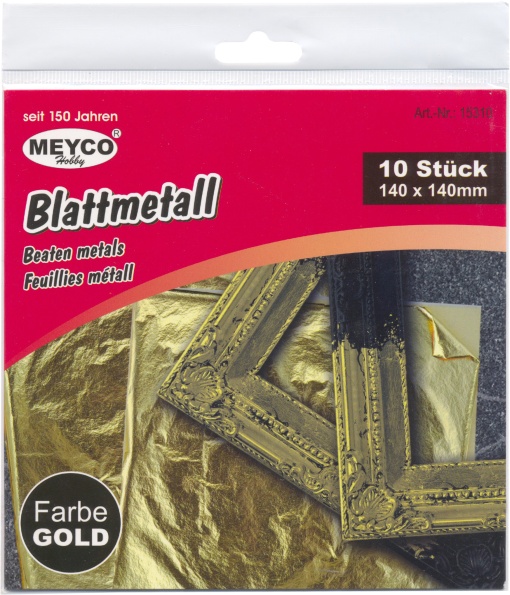 Folha de ouro 14x14cm MEYCO - 10 unidades