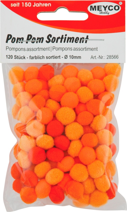 Pompons 10mm Laranja com 120 MEYCO