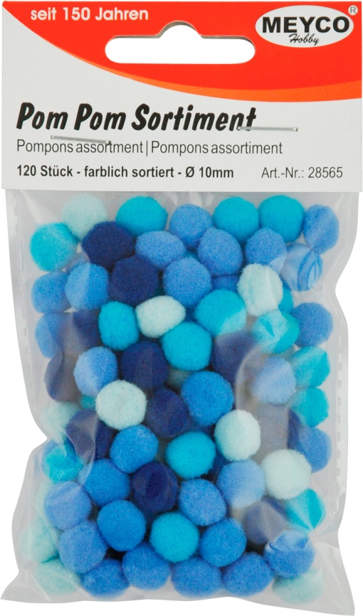 Pompons 10mm Azul com 120 MEYCO