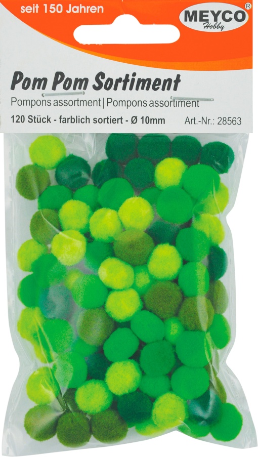 Pompons 10mm Verde com 120 MEYCO