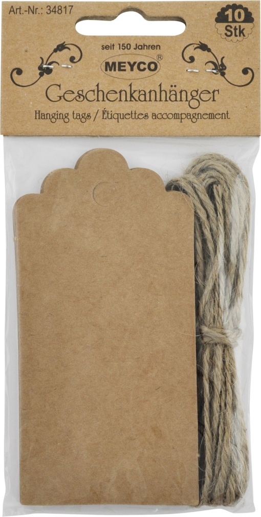 Etiquetas com fio cartão kraft 50x100mm MEYCO - 10 unidades