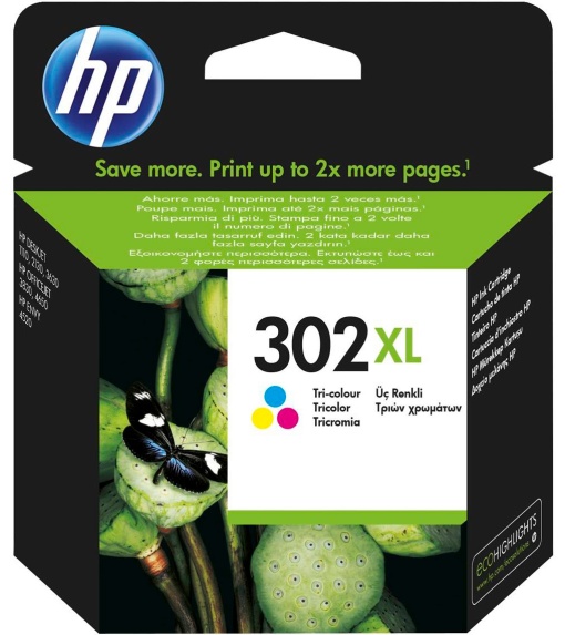 Tinteiro HP 302 XL Cores F6U67A Officejet 3800/3830 Alta Capacidade