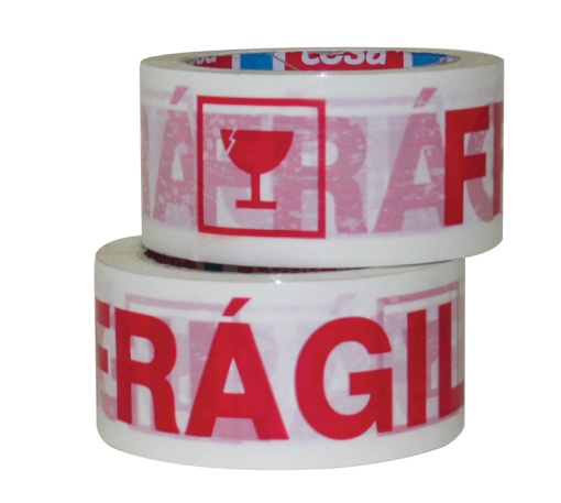 Fita Adesiva para Embalagem com Impressão ôFrágilö 66mx50mm PP 1 Cor Branco TESAPACK 60089