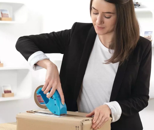 Tesapack Pack' N'GO blue manual tape dispenser + 1 Havana tape 48mm x 50m