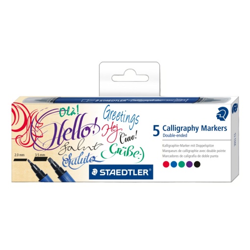 Marcador para lettering STAEDTLER 3002 5 cores ponta dupla