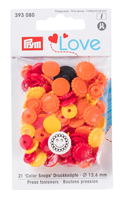 Botões de Pressão Plásticos 13,6mm Amarelo/laranja PRYM com 21 unidades