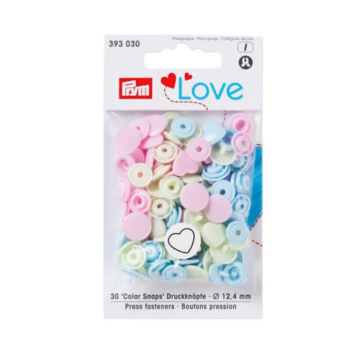 Botões de Pressão Plásticos 12,4mm Azul/rosa/verde com 30 unidades PRYM