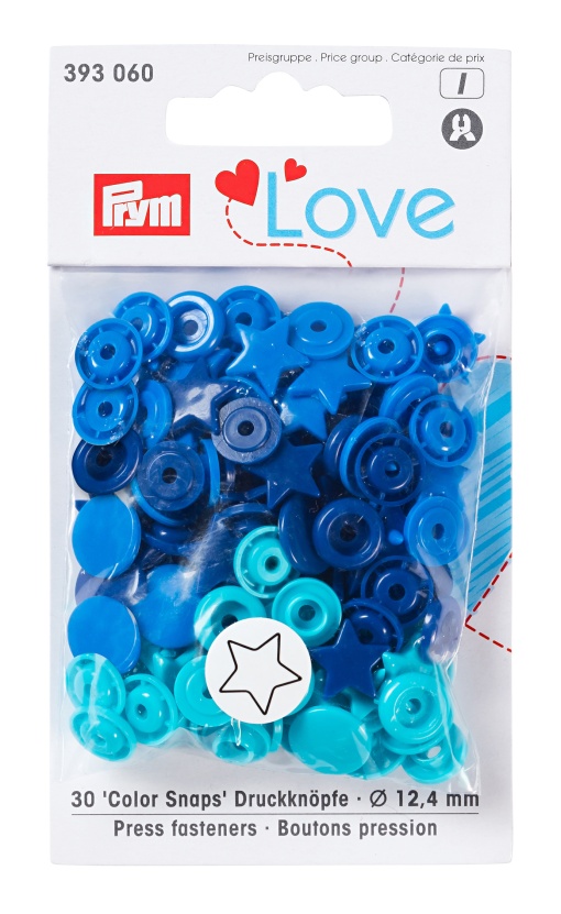 Botões de Pressão Plásticos 12,4mm Azul/turquesa com 30 unidades PRYM