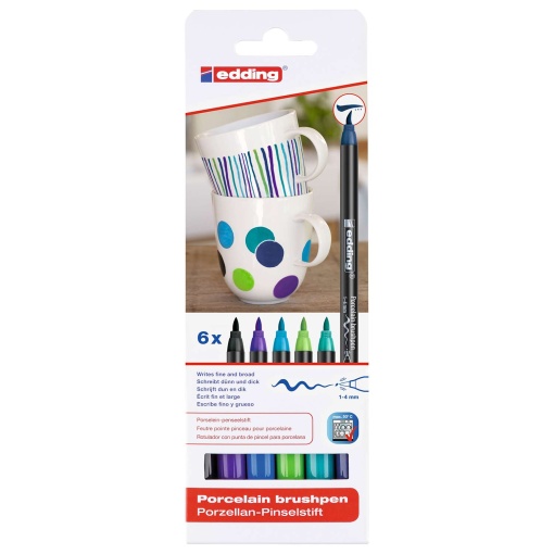 Brush Pen para Porcelana EDDING 4200 1-4mm 6 Cores Friasá