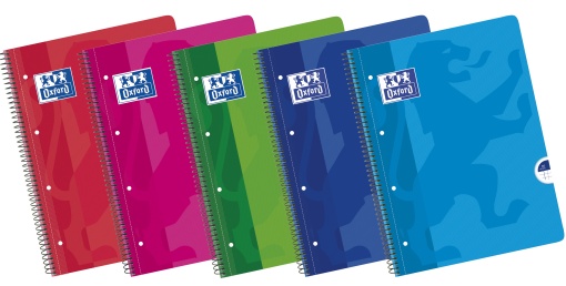 Caderno A4 Capa Plástica Espiral OXFORD Espiraflex Quadriculado 50 folhas 90g Sortido