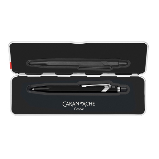Esferográfica Caran d'Ache Popline preto metálico com estojo
