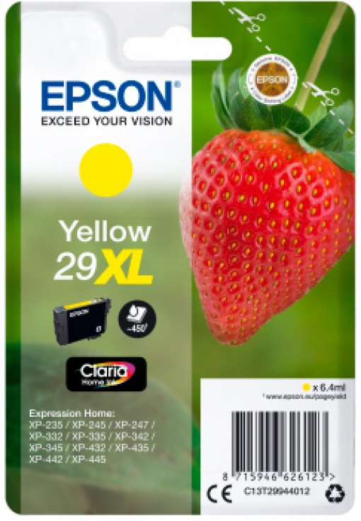 Tinteiro EPSON 29XL Amarelo T29944012 XP330/XP435 450 Páginas Alta Capacidade